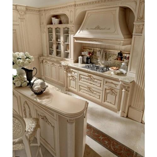 Majestic Antique White Ash Solid Wood Assembled Kitchen Cabinet With Classic Charm