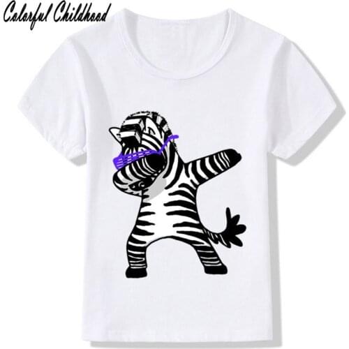 Unisex Boy and Girl Shirts of Animals Design Children Top Toddler Tees Baby Shirt Summer Soft White Tee Shirt 2-10yrs