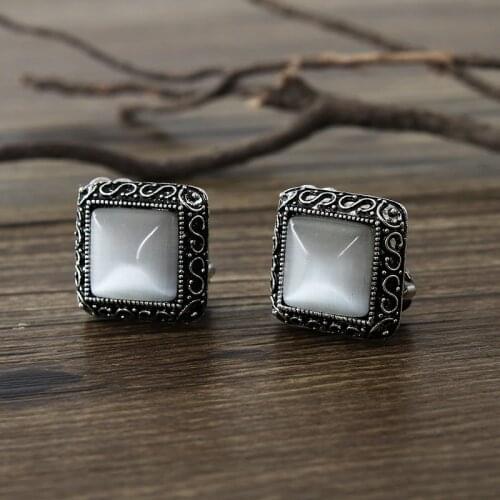 COWNINE(TM) High Quality Square Shape Opal Rhinestone Clip on Earrings Without Piercing for Women Party Luxury Jewelry Ear Clip