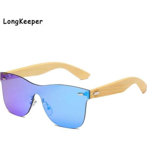 Fashion Men Bamboo Sunglasses Vintage Wood Rimless Sun Glasses Male UV400 Lens Goggle Women Brand Design Colorful Mirror Gafas