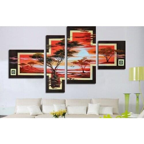 Modern fashion abstract oil painting on canvas Hand painted Africa landscape sunrsing paintings NO frame
