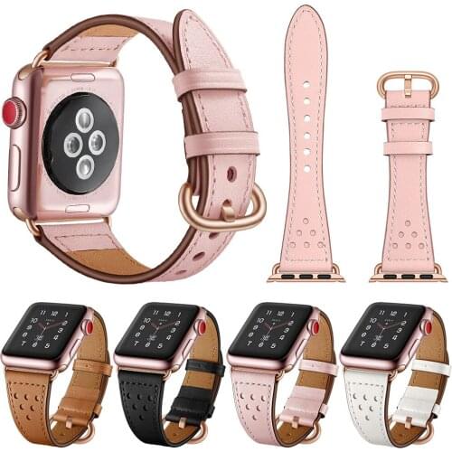 Slim waist shape Leather loop band For Apple Watch 38mm 40mm rose gold buckle bracelet Strap iWatch band Series 4/3 watchband