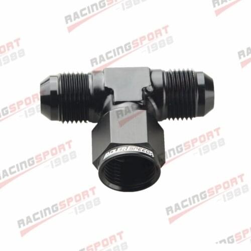 Tee Fitting -8AN 8AN Male To 8AN AN8 Male To AN-8 8AN Female Aluminum Black