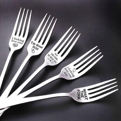 Personalized Engraving Fork Stainless Steel Fine Polishing Dinner Fork Anti-wear Tableware Practical Gifts For Friend