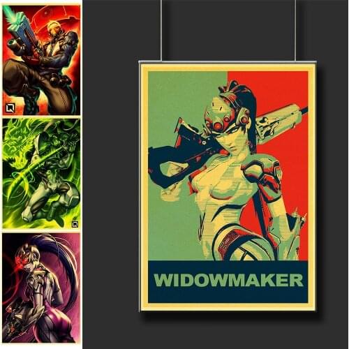 Vintage Shooting Game Overwatch widowmaker Poster Kraft Paper Wall posters For Home Room Decor Printed Painting Wall sticker