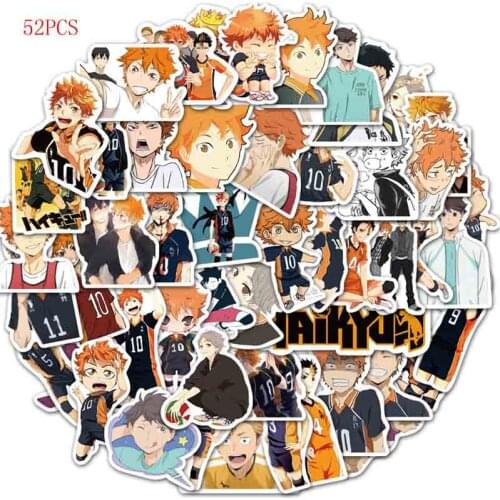 52pcs haikyuu Cosplay Waterproof Stickers Cartoon Graffiti Sticker Stickers For Laptop Luggage Skateboard Phone Decals