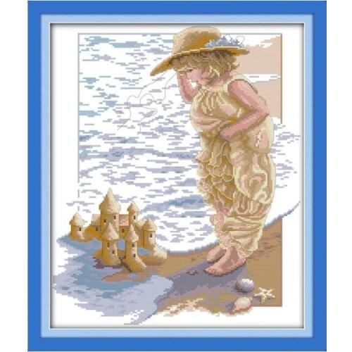 Joy Sunday Cross stitch diy polyester thread embroidery small handmade seaside girl fantasy sanda decorative embroidery