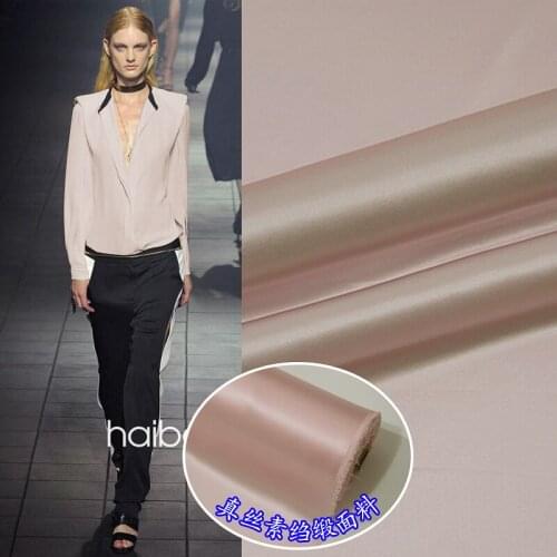 High-grade solid color silk crepe de chine fabric soft pink shirt dress crepe de chine silk fabric wholesale silk cloth 140cm