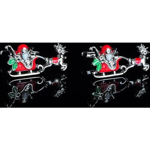 SAVOYSHI Santa Claus Cufflinks for Mens Shirt Cuffs High Quality Enamel Cuff links Christmas Gift Men Jewelry Free engraving