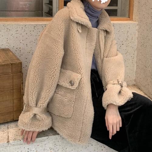 Women Autumn Winter Faux Lamb Fur Coat Shearing Jacket Female Casual Warm Outerwear