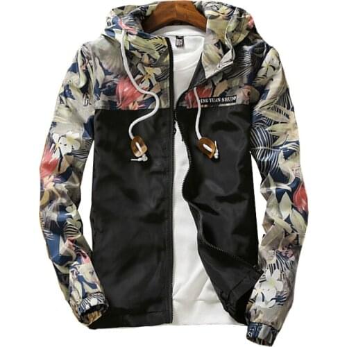Holosie Pakeni New Womens Hooded Jackets Spring Autumn Floral Casual Windbreaker Basic Coats Zipper Lightweight Jackets Female