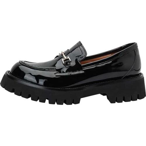 2021 Spring New British Style Women Platform Shoes Patent Leather Thick-soled Pedal Shoes Ladies Casual Shoes 2021 Spring New B