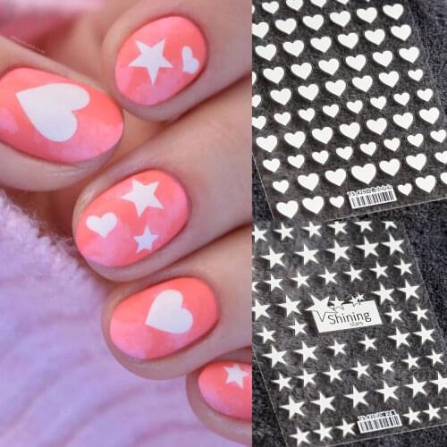 1pc Love Heart Design Nail Stickers 3D Shining Stars Decoration Decals Transfer Adhesive Colorful Nail Art Tips Tattoo Manicure