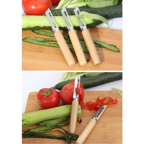 1PC Stainless Steel Cutter Vegetable Fruit Apple Slicer with Wood Handle Potato Peeler Parer Tool KX 197