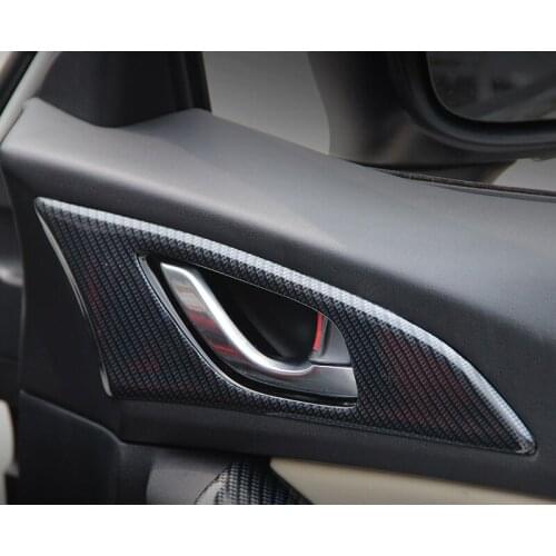 2pcs for Mazda 3 Axela 2014-2016 Carbon fibre abs inside Door handle Carbon fiber pattern decorate sticker