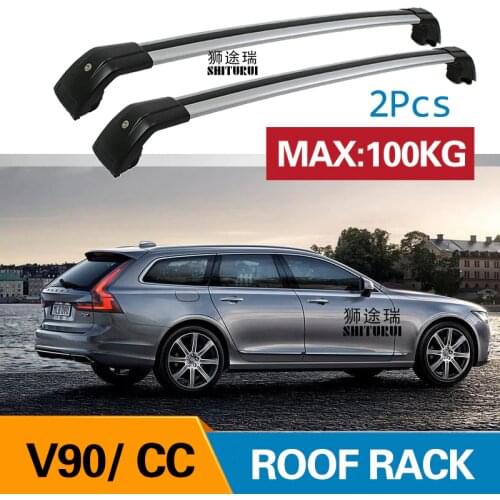 2Pcs Roof bars For Volvo V90 CC CROSS COUNTRY 235, 236 2016-today Aluminum Alloy Side Bars Cross Rails Roof Rack Luggage Carrier