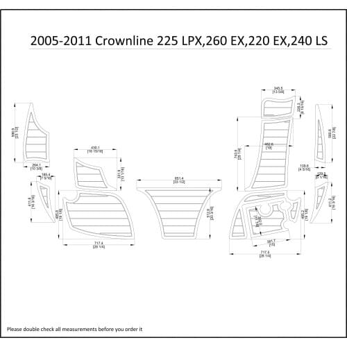 2005-2011 Crownline 225LPX 260 EX 220EX 240LS Swim Platform Boat EVA Teak Pad