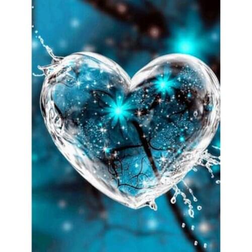 5D DIY Diamond Painting Landscape Painting Love Heart Waterdrop Scenery Picture Square/Round Diamond Cross Stitch Decor WG3128