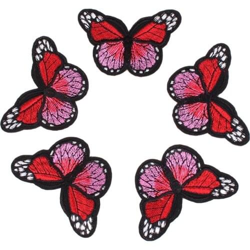 6pcs/lot Cartoon Butterfly Patch Iron On Embroidery Animal Stickers Handmade Patchwork Sew On Clothes Appliques for Jeans Coats
