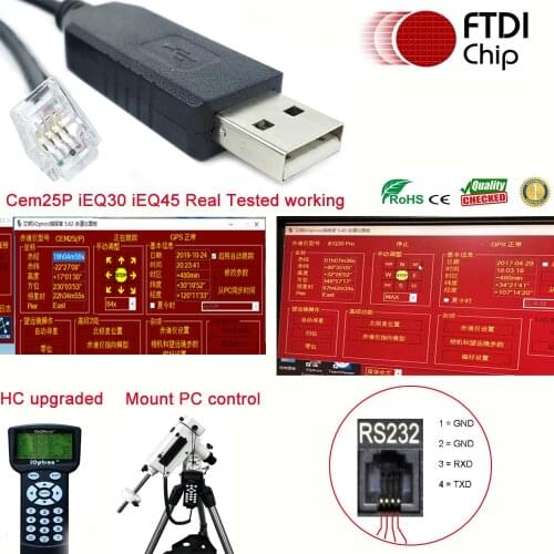 Ioptron equatorial telescope iEQ45 pro ieq30pro Cem25P hand control upgrade PC control synscan EQMOD cable