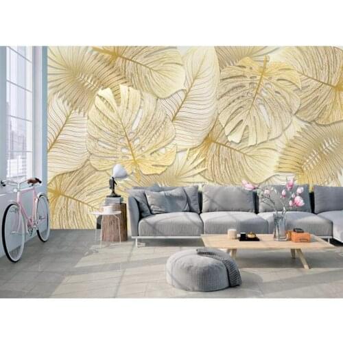 Bacal Custom wallpaper murals tropical rainforest Golden banana leaf Photo wallpaper background wall papers 3D home decor