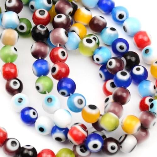 Multicolor Round Shape Evil Eye Beads Lampwork Glazed Glass Beads for Jewelry Making Bracelet Necklace DIY
