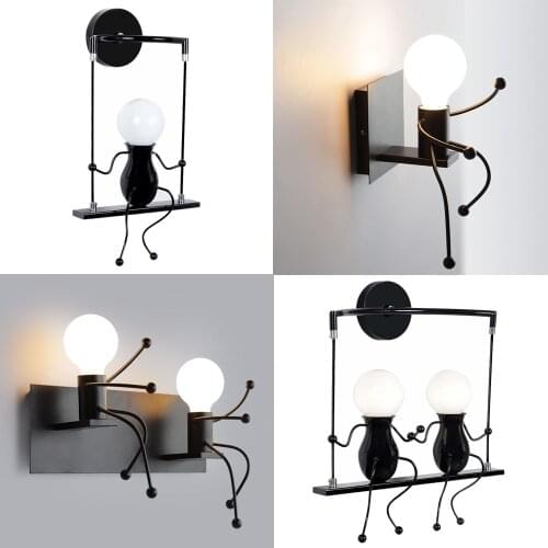 Humanoid Creative LED Wall Lamp Interior Modern Art Decoration Iron Art Bedroom Living Room Childrens Room Kitchen Lighting