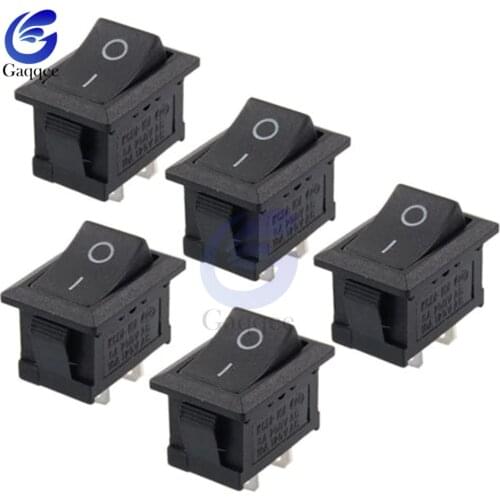 5PCS Black Push Button Mini Switch 6A-10A 250V KCD1-101 2Pin Snap-in On/Off Rocker Switch 21*15MM