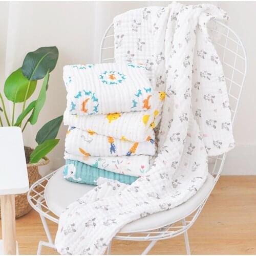 Baby Blanket Bath Towel 6 Layers Newborn Swaddle Wrap Quilts Receiving Cotton Seersucker Bed Sheet Crawling Blanket Bedding AA06