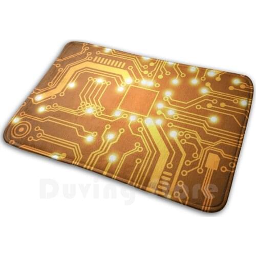 Futuristic Circuit Board Mat Rug Carpet Anti-Slip Floor Mats Bedroom Motherboard Chip Electronic Computer Hardware Technology