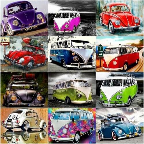 GATYZTORY DIY Painting By Numbers Car&Bus Landscape Hand Painted Painting Art Drawing On Canvas Gift Pictures By Number Home D