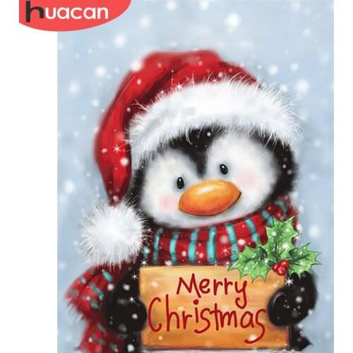 HUACAN DIY Diamond Painting Christmas Penguin Full Square/Round 5D Diamond Embroidery Animal Home Decor Gift