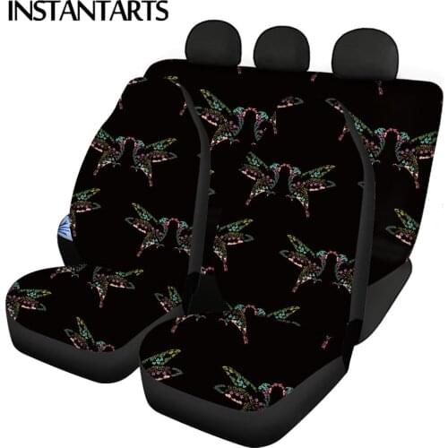 INSTANTARTS Plants Hummingbird Prints Anti-Slip Front/Rear Vehicle Seat Cushion Non-skid Automobile Seats Protector Seat Covers