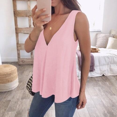 2021 Summer Sleeveless T-Shirt Sexy Deep V Neck Tops Female Casual Loose Tee Shirt Simple Solid Color Vest Plus Size S-4XL