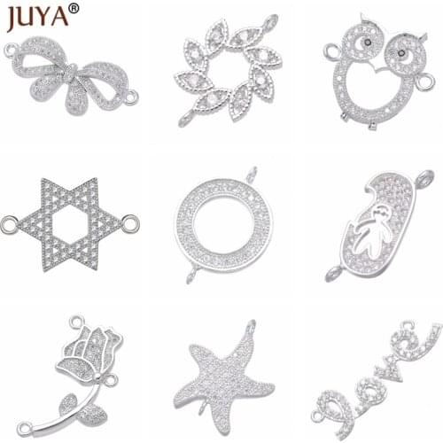 JUYA Jewelry Making Connectors Supplies Copper Zircon Material Series Luxury Charm Connectors DIY Jewelry Findings Wholesale