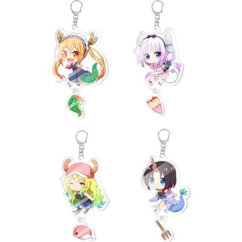 1 Pcs Kawaii Anime Kobayashi San Chi No Maid Dragon Keychains Miss Kobayashis Dragon Maid Figures Acrylic Pendant Keyrings Toys