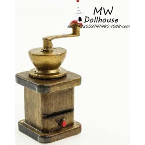 Mini coffee bean machine grinder for kitchen restaurant pantry small wooden model pocket gift miniature christmas