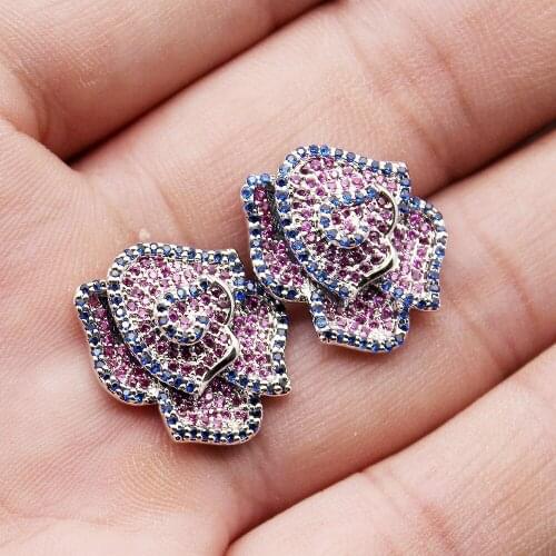 Trendy Women Earrings Sapphiree HOTruby Birthstone Princess Jewelry 1 inch Free Shipping