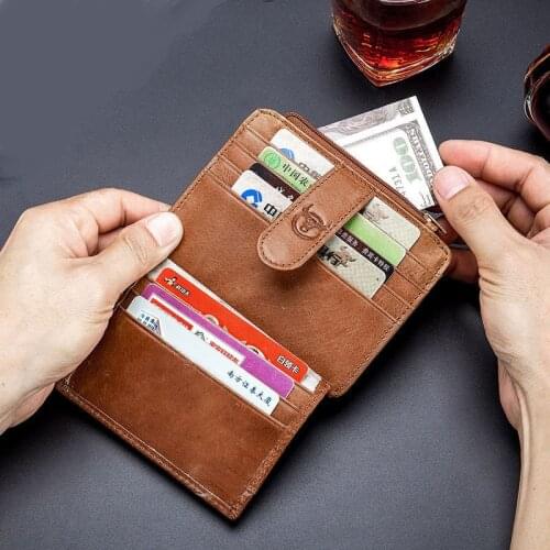 Vintage Men Leather Wallet ID Pocket Bank Credit Card Case Wallet Men Thin Cash Cards Pack Bus Card Holder