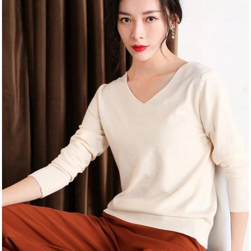 Soft V-neck Sweaters and Pullovers for Women Cashmere Warm Long Sleeve Spring Autumn Fluffy Blouse Tops Female Brand Jumper
