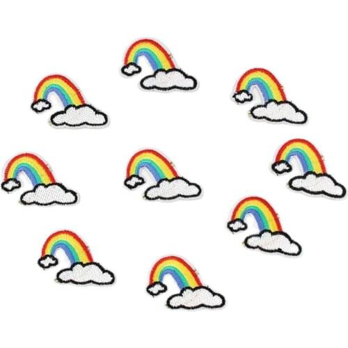 10pcs/lot Embroidered Rainbow Clouds Appliqued Iron-on quality Cartoon Patches DIY Stickers Handmade Patchworks Accessories