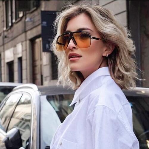 2020 New Oversized Luxury Frame Women Gradient Sunglasses Classic Retro Square Men Casual Glasses Sunglasses Semi Rimless UV400