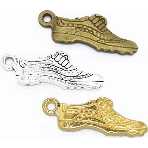 New Coming 20 Pieces/Lot 24*9mm Antique Silver/Gold/Antique bronze Plated Sport Running Shoes Charm For Jewelry Making