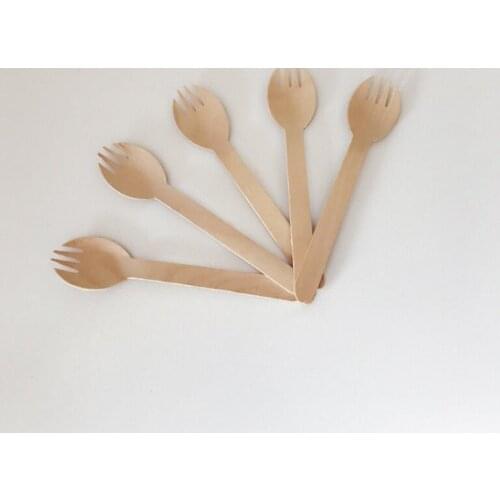 Disposable Wooden Spoon Fork Western Spoons Tableware Tool Kitchen Cooking Wedding Party Supply W9231