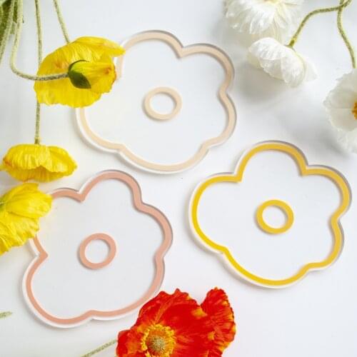 INS STYLE Home Furnishings Original New Transparent Acrylic Flower Series Coaster Wholesale