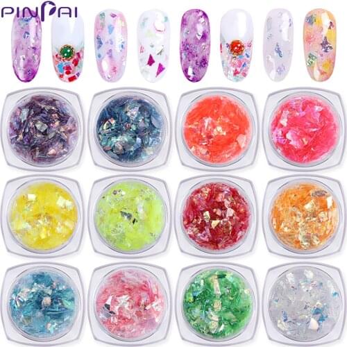 12 Colors Manicure Irregular Shell Paper Flake Slice Sequin Colorful Paillette Glitter Shell Nail Sequins Nail Art Decoration