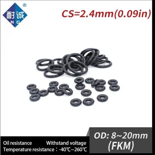 5PC/lot Rubber Ring Rubber O-Rings Fuel Washer Black FKM O ring Seals Thickness 2.4mm OD8/9/10/11/12/13/14/15/16/17/18/19/20mm
