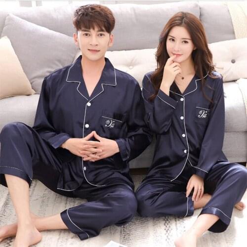 Luxury Pajama suit Satin Silk Pajamas Sets Couple Sleepwear Family Pijama Lover Night Suit Men & Women Casual Home Clothing