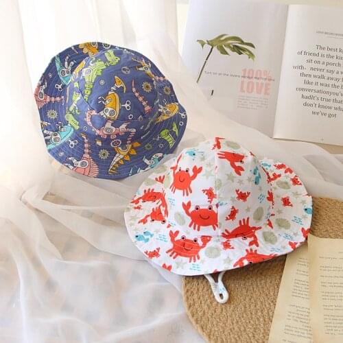 Cute Dinosaur Fruit Printed Baby Sun Hat Soft Outdoor Kids Children Beach Cap Spring Girls Boys Fisherman Bucket Hat