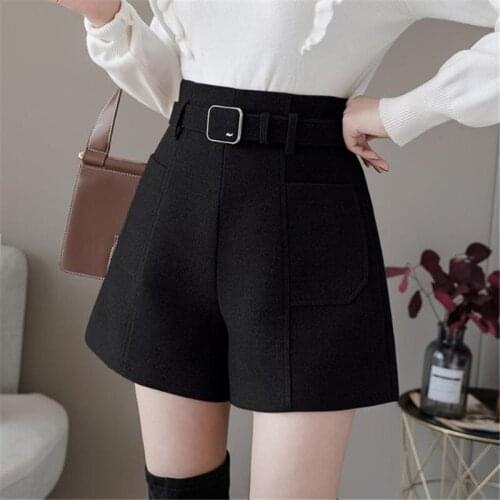Winter Shorts Women Wool Boots Shorts Basic Bud Zipper Up Loose Mini Short Pants With Pockets Ladies Relax Clothes